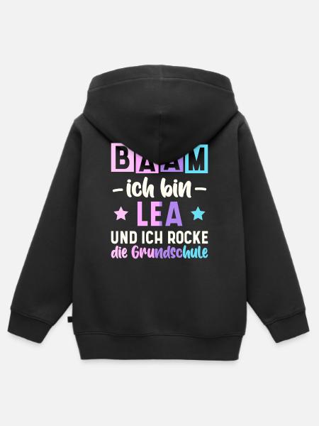 Name Lea Geschenk Grundschule - Kinder Premium Organic Zip Hoodie - Schwarz