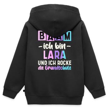 Name Lara Geschenk Grundschule - Kinder Premium Organic Zip Hoodie - Schwarz - Hinten - AI Model Kid Male (0cm)