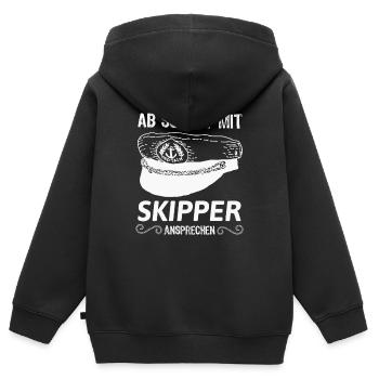 Skipper - Kinder Premium Organic Zip Hoodie - Schwarz - Hinten - AI Model Kid Male (0cm)