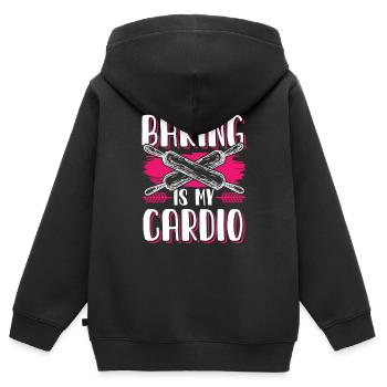 La pâtisserie est mon Cardio - Sweat Premium à capuche zippé enfant bio - noir - Dos - AI Model Kid Male (0cm)