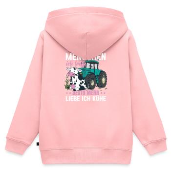 Vieh Kuh Traktor Sprüche Lustig - Kinder Premium Organic Zip Hoodie - Rosa - Hinten - AI Model Kid Female (0cm)