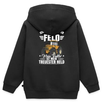 Ich Bin Ein Meister Auf Dem Feld - Kinder Premium Organic Zip Hoodie - Schwarz - Hinten - AI Model Kid Male (0cm)