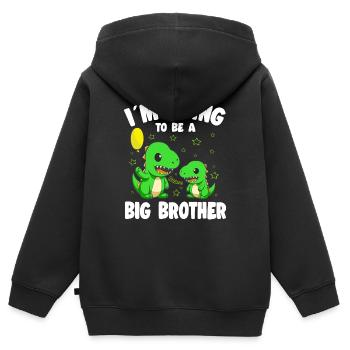 Big Brother Promoted Big Brother Dinosaur - Kids Premium Organic Zip-up Hoodie - black - Back - AI Model Kid Male (0cm)