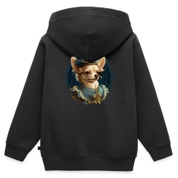 Chihuahua - Dame Anglaise Robe Chien - Sweat Premium à capuche zippé enfant bio - noir - Dos - AI Model Kid Male (0cm)