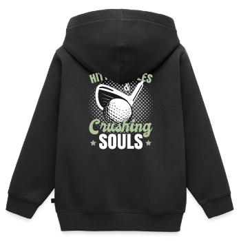 Lustiger Golfliebhaber Golf - Kinder Premium Organic Zip Hoodie - Schwarz - Hinten - AI Model Kid Male (0cm)