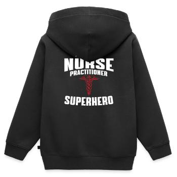 Familienkrankenschwester Superheld - Kinder Premium Organic Zip Hoodie - Schwarz - Hinten - AI Model Kid Male (0cm)