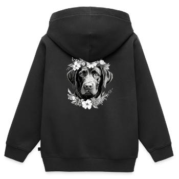 Labrador Hund Hundebesitzer Wau Blumen Retriever - Kinder Premium Organic Zip Hoodie - Schwarz - Hinten - AI Model Kid Male (0cm)