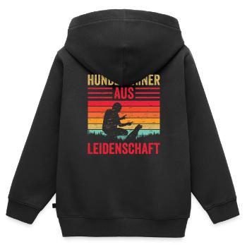 Hundetrainer aus Leidenschaft Hundeschule Hundetra - Kinder Premium Organic Zip Hoodie - Schwarz - Hinten - AI Model Kid Male (0cm)