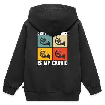 Cuivre à cor - Sweat Premium à capuche zippé enfant bio - noir - Dos - AI Model Kid Male (0cm)