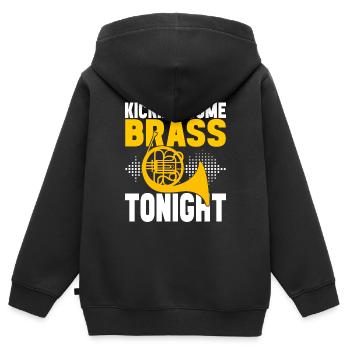 Horn Blechblasinstrument - Kinder Premium Organic Zip Hoodie - Schwarz - Hinten - AI Model Kid Male (0cm)