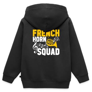 Cuivre à cor - Sweat Premium à capuche zippé enfant bio - noir - Dos - AI Model Kid Male (0cm)
