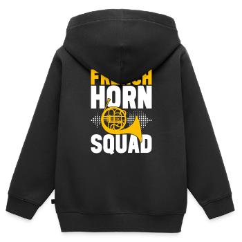 Cuivre à cor - Sweat Premium à capuche zippé enfant bio - noir - Dos - AI Model Kid Male (0cm)