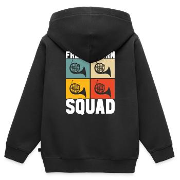 Cuivre à cor - Sweat Premium à capuche zippé enfant bio - noir - Dos - AI Model Kid Male (0cm)