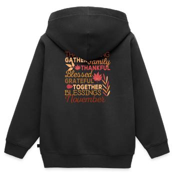 Dankbar Segen Thanksgiving Familie Lustig Urlaub - Kinder Premium Organic Zip Hoodie - Schwarz - Hinten - AI Model Kid Male (0cm)