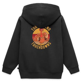 Truthahn und Touchdowns Lustige Thanksgiving Day - Kinder Premium Organic Zip Hoodie - Schwarz - Hinten - AI Model Kid Male (0cm)