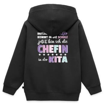 meine Schwester kommt in die schule Kita Chefin - Kinder Premium Organic Zip Hoodie - Schwarz - Hinten - AI Model Kid Male (0cm)