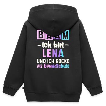 Name Lena Geschenk Grundschule - Kinder Premium Organic Zip Hoodie - Schwarz - Hinten - AI Model Kid Male (0cm)