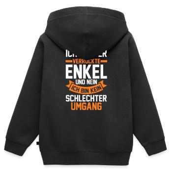 Enkel - Kinder Premium Organic Zip Hoodie - Schwarz - Hinten - AI Model Kid Male (0cm)