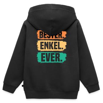 Enkel - Kinder Premium Organic Zip Hoodie - Schwarz - Hinten - AI Model Kid Male (0cm)