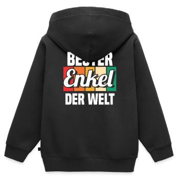 Enkel - Kinder Premium Organic Zip Hoodie - Schwarz - Hinten - AI Model Kid Male (0cm)
