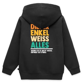 Enkel - Kinder Premium Organic Zip Hoodie - Schwarz - Hinten - AI Model Kid Male (0cm)