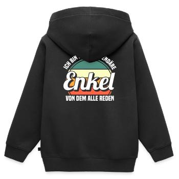 Enkel - Kinder Premium Organic Zip Hoodie - Schwarz - Hinten - AI Model Kid Male (0cm)