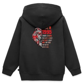 1995 Birthday Lion made in - Kids Premium Organic Zip-up Hoodie - black - Back - AI Model Kid Male (0cm)