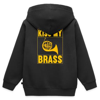 Horn Blechblasinstrument - Kinder Premium Organic Zip Hoodie - Schwarz - Hinten - AI Model Kid Male (0cm)