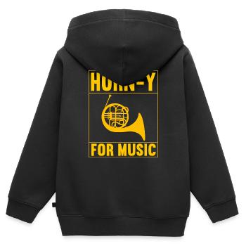 Cuivre à cor - Sweat Premium à capuche zippé enfant bio - noir - Dos - AI Model Kid Male (0cm)