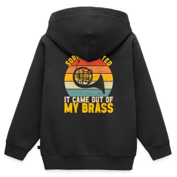Horn Blechblasinstrument - Kinder Premium Organic Zip Hoodie - Schwarz - Hinten - AI Model Kid Male (0cm)