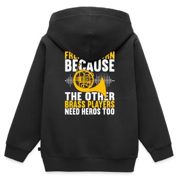 Cuivre à cor - Sweat Premium à capuche zippé enfant bio - noir - Dos - AI Model Kid Male (0cm)