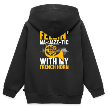 Cuivre à cor - Sweat Premium à capuche zippé enfant bio - noir - Dos - AI Model Kid Male (0cm)