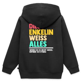 Enkelin - Kinder Premium Organic Zip Hoodie - Schwarz - Hinten - AI Model Kid Male (0cm)