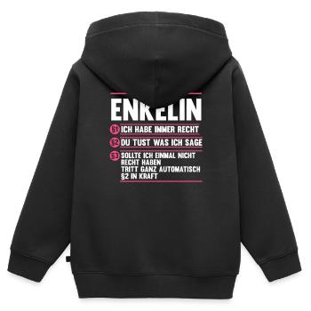 Enkelin - Kinder Premium Organic Zip Hoodie - Schwarz - Hinten - AI Model Kid Male (0cm)