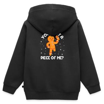 Tu veux un morceau de moi? Biscuits de Noël - Sweat Premium à capuche zippé enfant bio - noir - Dos - AI Model Kid Male (0cm)