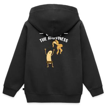 Décollez la banane Happiness - Sweat Premium à capuche zippé enfant bio - noir - Dos - AI Model Kid Male (0cm)