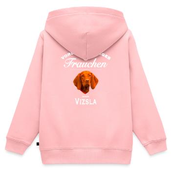 Vorsicht - Bissiges Frauchen - Vizsla - Kinder Premium Organic Zip Hoodie - Rosa - Hinten - AI Model Kid Female (0cm)