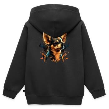 Chihuahua - Elektronische Musik Techno Festival - Kinder Premium Organic Zip Hoodie - Schwarz - Hinten - AI Model Kid Male (0cm)