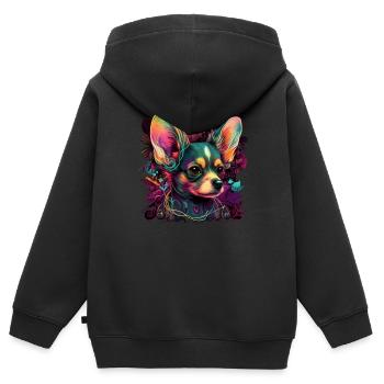 Chihuahua - Elektronische Musik Techno Festival - Kinder Premium Organic Zip Hoodie - Schwarz - Hinten - AI Model Kid Male (0cm)