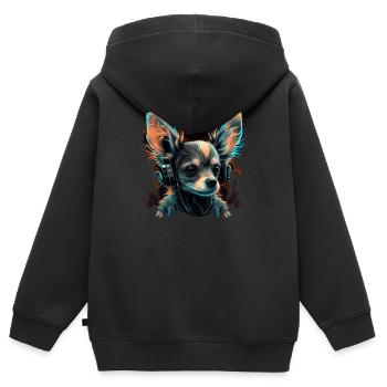 Chihuahua - Elektronische Musik Techno Festival - Kinder Premium Organic Zip Hoodie - Schwarz - Hinten - AI Model Kid Male (0cm)