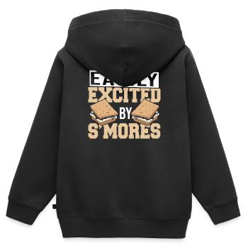 Camping facilement excité par Smores Camper Marshmallo - Sweat Premium à capuche zippé enfant bio - noir - Dos - AI Model Kid Male (0cm)
