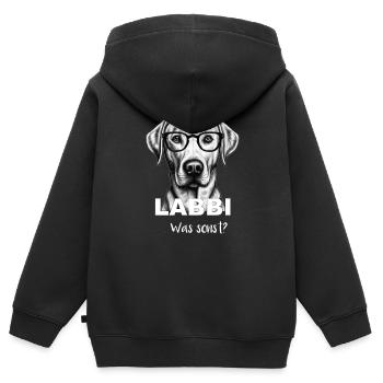Labrador Retriever Chien Fool Dog Fan Maîtresse Wau - Sweat Premium à capuche zippé enfant bio - noir - Dos - AI Model Kid Male (0cm)