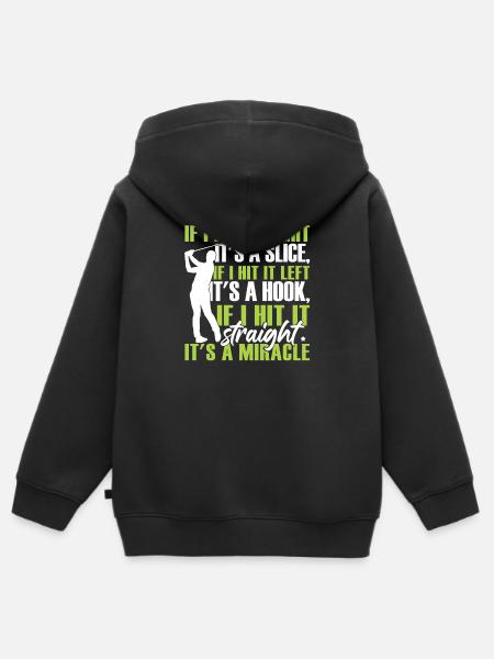 Funny Golfing Golf Player - Kids Premium Organic Zip-up Hoodie - black
