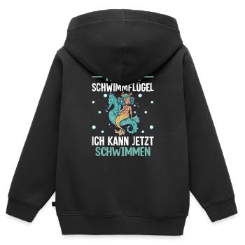 Seepferdchen Bestanden Kinder - Kinder Premium Organic Zip Hoodie - Schwarz - Hinten - AI Model Kid Male (0cm)