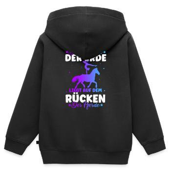 Reiten Pferd Spruch Reiterin Reiterhof Reitverein - Kinder Premium Organic Zip Hoodie - Schwarz - Hinten - AI Model Kid Male (0cm)