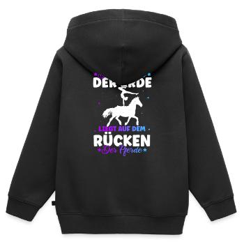 Reiten Pferd Spruch Reiter Reiterhof Reitverein Re - Kinder Premium Organic Zip Hoodie - Schwarz - Hinten - AI Model Kid Male (0cm)
