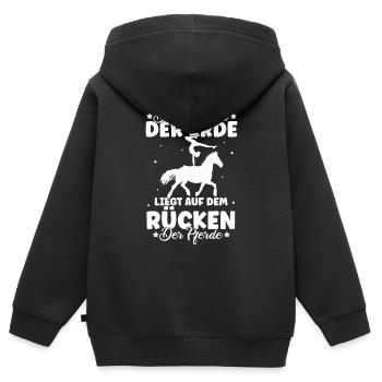Reiten Pferd Spruch Reiterin Reiterhof Reitverein - Kinder Premium Organic Zip Hoodie - Schwarz - Hinten - AI Model Kid Male (0cm)