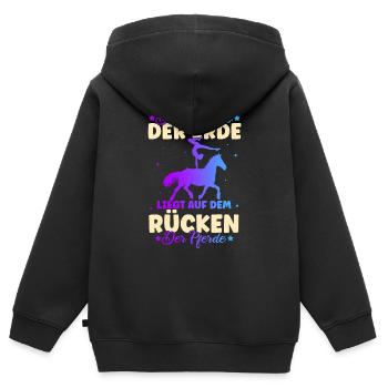 Reiten Pferd Spruch Reiterin Reiterhof Reitverein - Kinder Premium Organic Zip Hoodie - Schwarz - Hinten - AI Model Kid Male (0cm)
