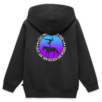 Reiten Pferd Spruch Reiterin Reiterhof Reitverein - Kinder Premium Organic Zip Hoodie - Schwarz - Hinten - AI Model Kid Male (0cm)
