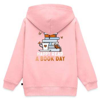 Happy Read A Book Day Introvert Book Club - Kids Premium Organic Zip-up Hoodie - rose - Back - AI Model Kid Female (0cm)